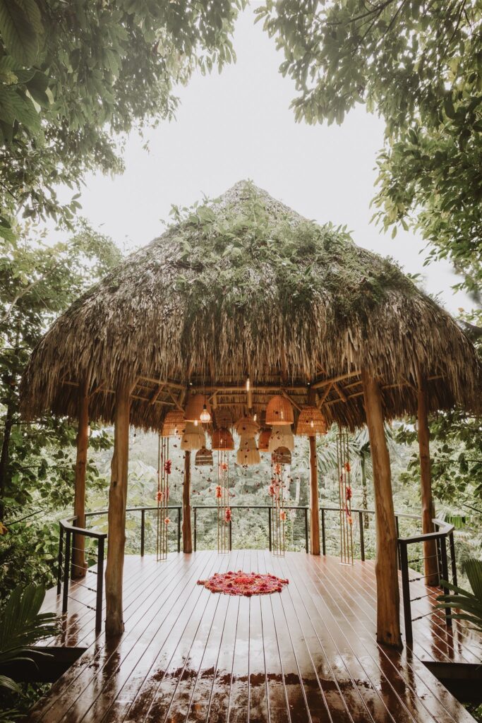 jungle elopement decor in Andaz