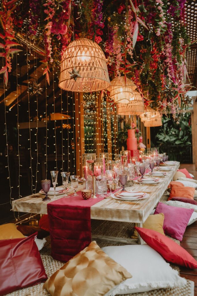 Low table decor Costa Rica wedding 