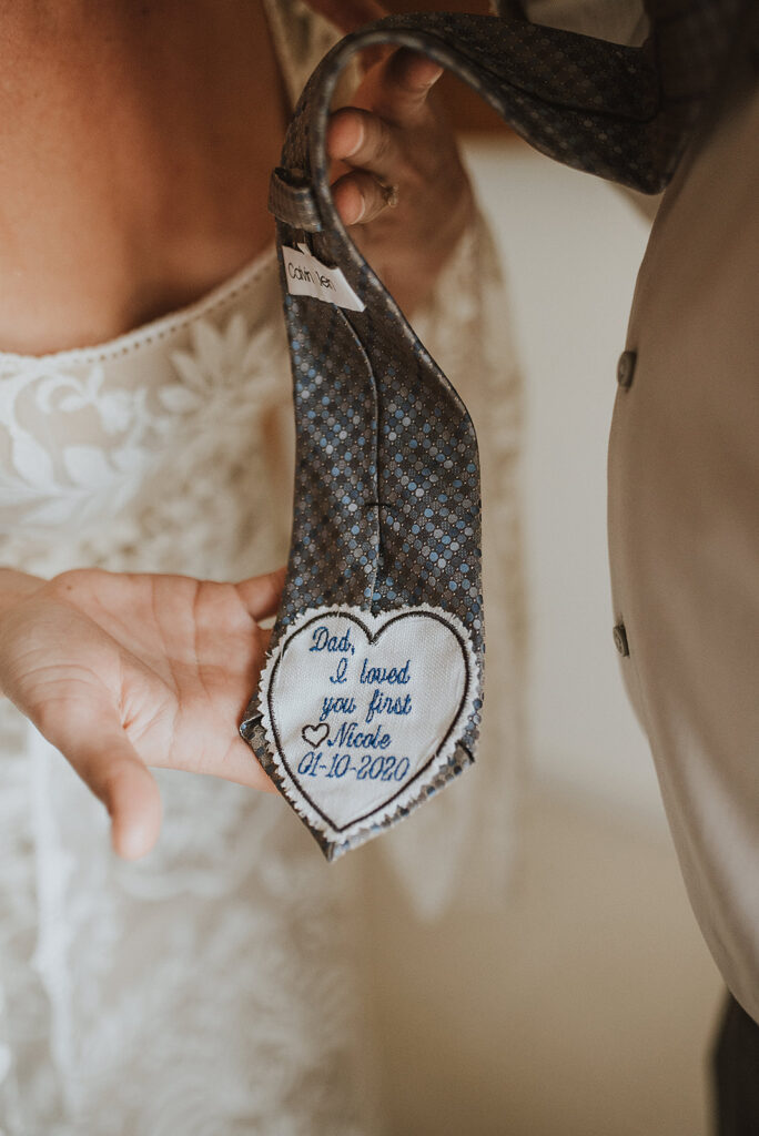 Dad's tie with an embroidered message