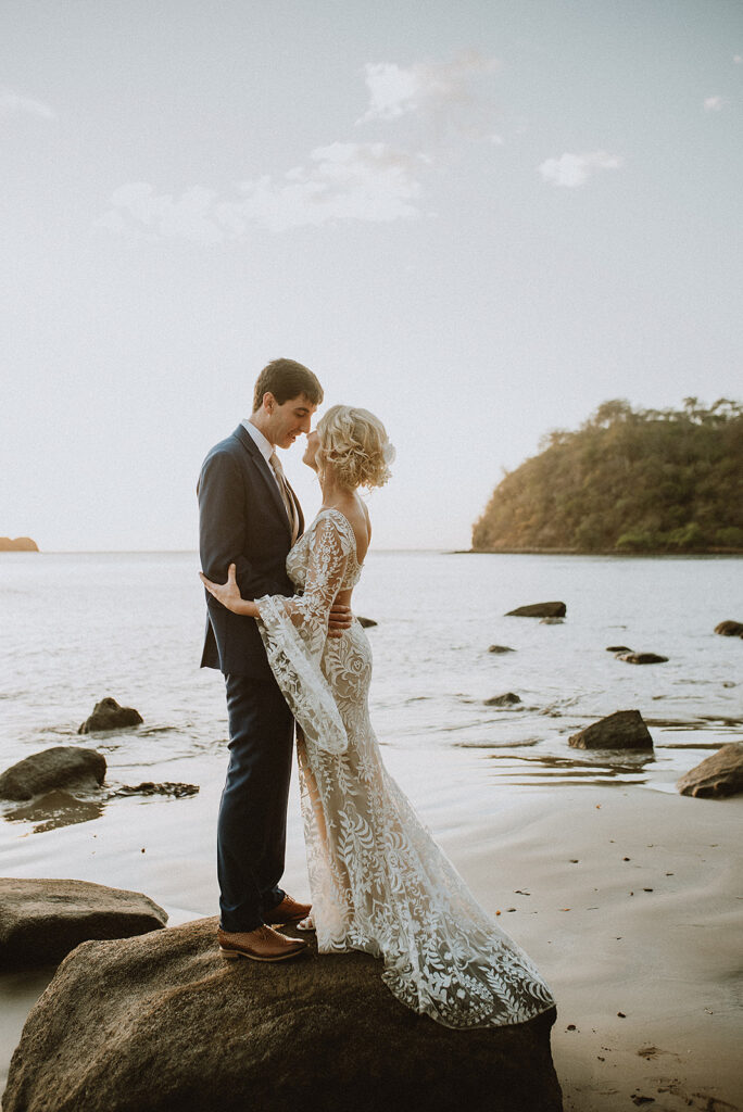 Nicole and Cameron at their beach wedding