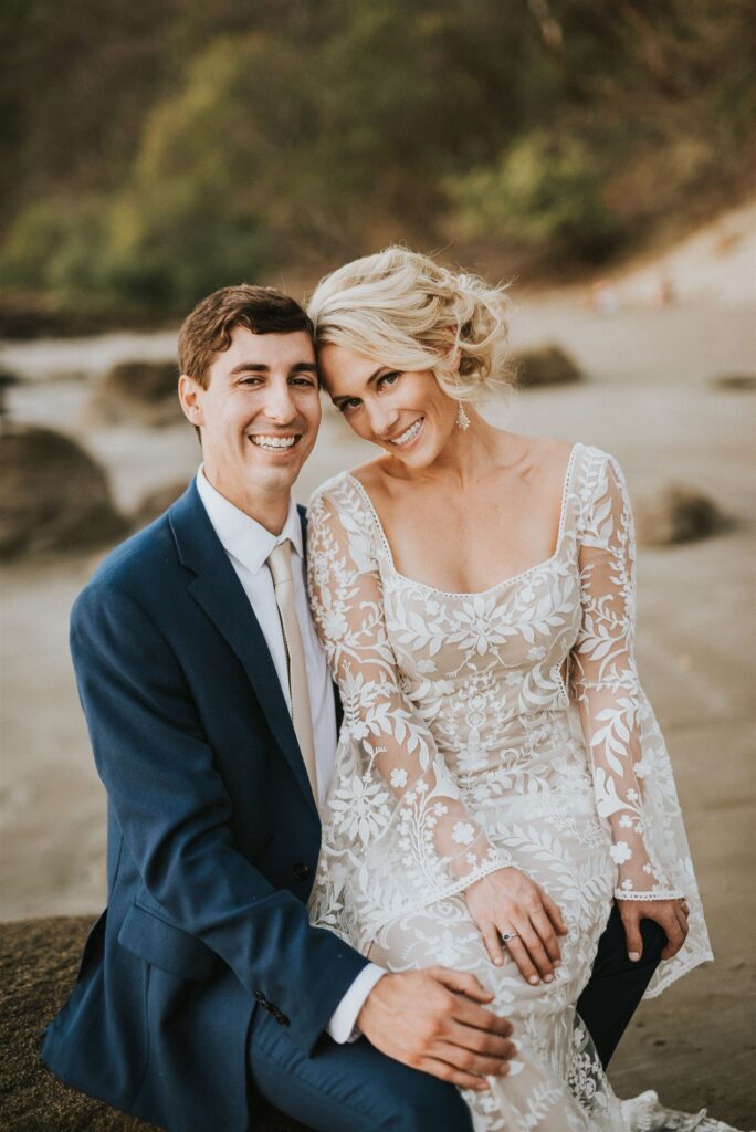 Nicole and Cameron at their beach wedding